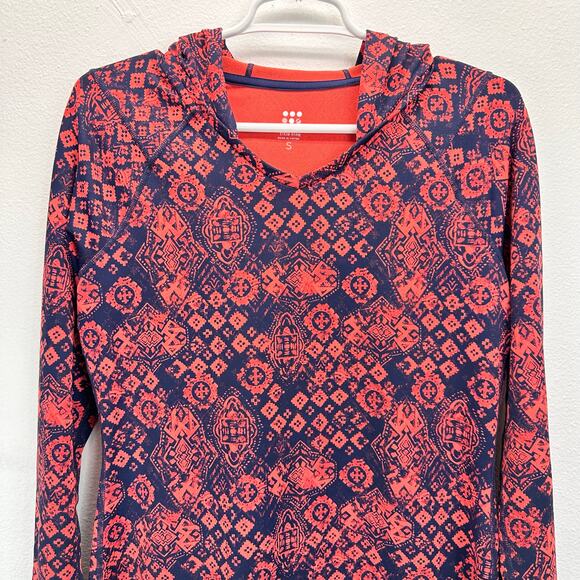 Title Nine Mercury Long Sleeve Hooded Dress Blue Geometric Small - Picture 5 of 12